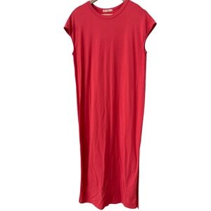 Marine Layer Maxi Dress Medium Red Organic Cotton Modal Sleeveless Side Slit